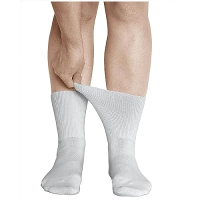 Image of vitsocks Women&#039;s Extra Wide Loose Fitting Diabetic Socks (3 PAIRS) Swollen Feet Ankle Leg, white, 6 8