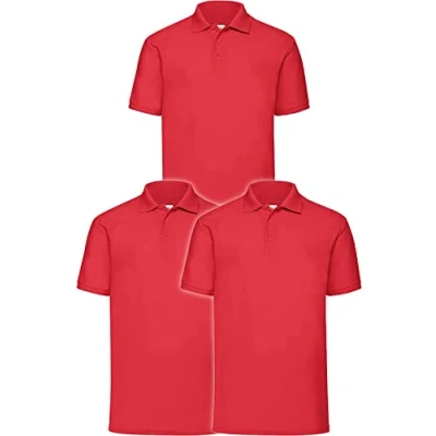 Image of Fruit of the Loom Men&#039;s 63 402 0 Polo Shirt, Red, L (Pack 3)