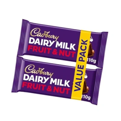Image of Cadbury Dairy Milk Fruit &amp; Nut 220g Creamy Chocolate with Raisins Almonds, Indulgent Snack Bar Duo, Sharing Pack, Great Dessert Option, Perfect Treat Idea for Gifting (2x110g)