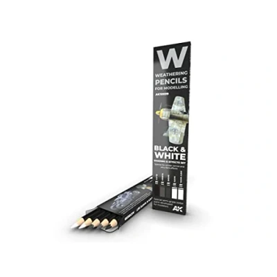 Image of AK Interactive Weathering Pencil Set AK10039 Black and White Colours Shading Effects set.
