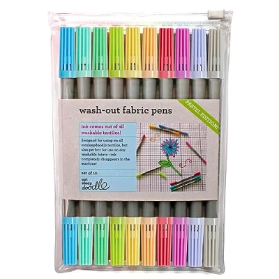 Image of eatsleepdoodle Original Doodle wash Out Fabric pens (Pack of 10) Double Ended felt tip pens: Pastel Colours