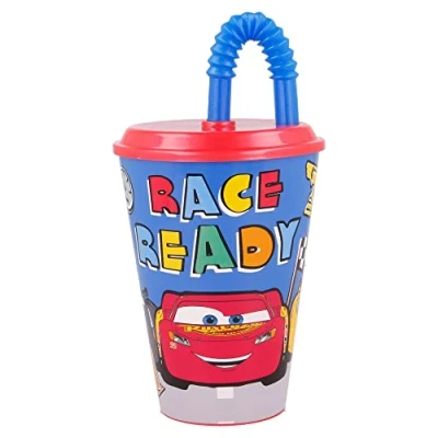 Image of Stor Disney Cars Reusable Children&#039;s Cup with Lid and Straw 430 ml