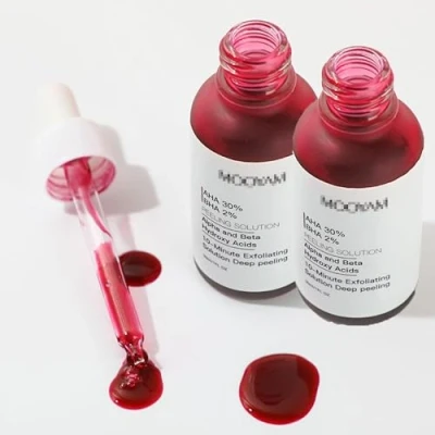 Image of Peeling Solution AHA 30% + BHA 2%, Exfoliating Facial Serum with Glycolic Acid, Chemical Peel for Face At Home, Skin Gel Dark Spots, Wrinkles, Fine Lines, 1.0 FL OZ (2PSC)