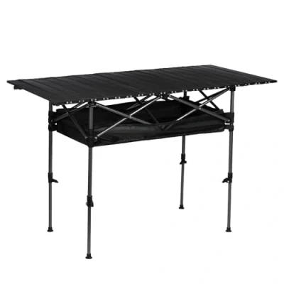Image of Folding Camping Table, Height Adjustable Portable Fold Up Tables, Lightweight Foldable Picnic Table for Outdoor, 120x55cm 120cm
