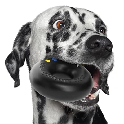 Image of Goughnuts Original Medium Dog Chew Toy Ring for Aggressive Chewers from 30 70 Pounds in HD 50 Black. Durable Rubber Breeds and Power