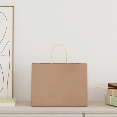 Image of vidaXL Paper Bags 50 pcs with Handles Brown 32x17x25 cm