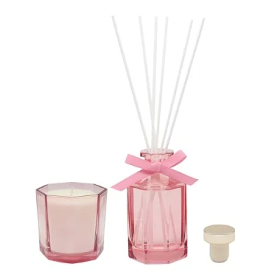 Image of Two Piece Rose &amp; Bergamot Home Fragrance Gift Set Candle Diffuser