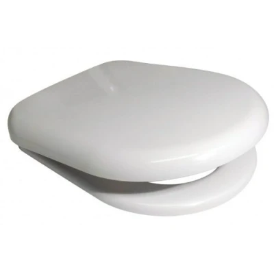 Image of Euroshowers 86511 White D Shape Soft Close Toilet Seat with Standard and Top Fix/Blind Hole Fittings Push Button Quick Release Hinges