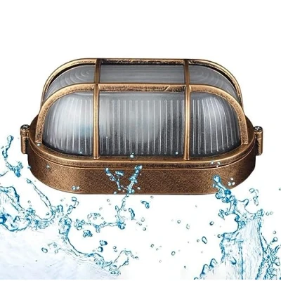 Image of SENFAY Oval Bulkhead Lamp Outdoor Wall Light Nautical Design E27 Lampe Vandal Resistant Mounted/Ceiling Lighting, IP44 Rated Perfect for Porch, Driveway, Pathways, Patio &amp; Garden