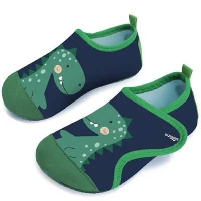 Image of Swim Water Shoes Boys Kids Toddlers Baby Beach Aqua Pool Swimming Socks River Sea Sand Footwear（Big Dinosaurs Dark Green 30/31）