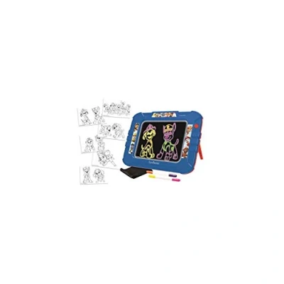 Image of Lexibook CRNEOPA Paw Patrol Neon Electronic Drawing Board, Artistic Creative Toy for Girls and Boys, Cleaning Cloth Markers Included, Red/Blue, Black