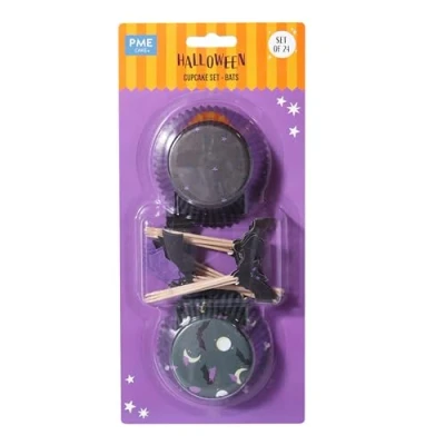 Image of PME Halloween Cupcake Cases &amp; Topper Set of 48 Bats
