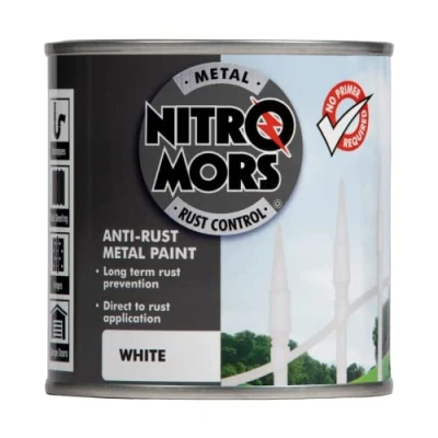 Image of Nitromors Anti Rust Smooth Finish Metal Paint, No Primer Required, White, 250 ml