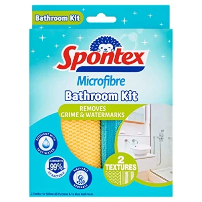 Image of Spontex Microfibre Bathroom Kit (2 Cloths)