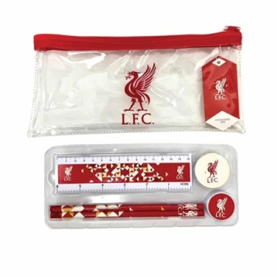 Image of Team Direct Liverpool FC Particle Clear Pencil Case Stationery Set