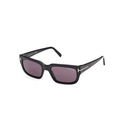 Image of TOM FORD Unisex FT1075 EZRA 01A Sunglasses Acetate Black Smoke Squared Normal
