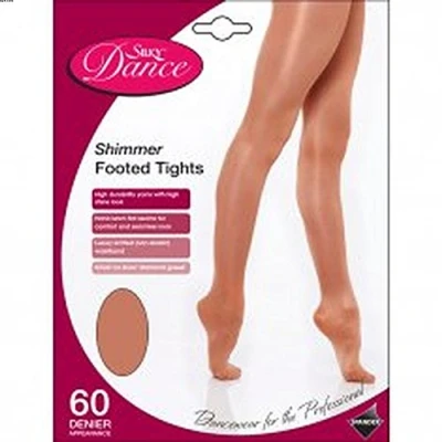 Image of 2 Pairs Silky Girls full foot shimmer dance tights (Light Toast, 5 7)