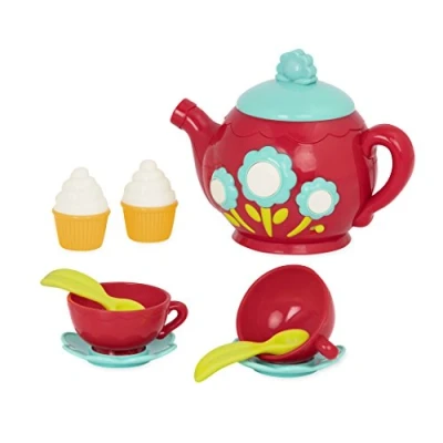 Image of Battat Musical Tea Playset 9 Piece Pretend Toy Set with Cups Plates and Cupcakes for Toddlers, 3 years+ (BT2586Z)