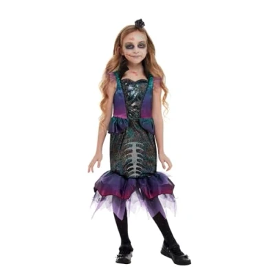 Image of Smiffys Dark Mermaid Costume, Purple with Dress &amp; Headband, Halloween Child Fancy Dress, Up Costumes
