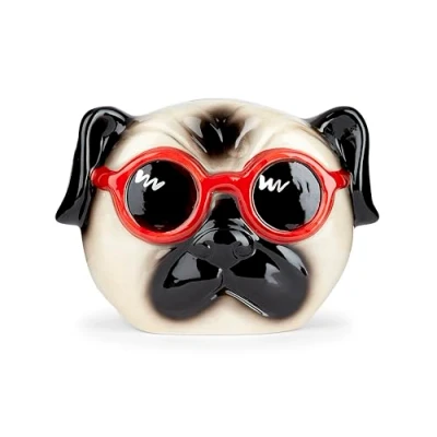 Image of Mousehouse Gifts Pug With Glasses Kids Money Box, Cute Piggy Bank for Girls and Boys (18 cm)