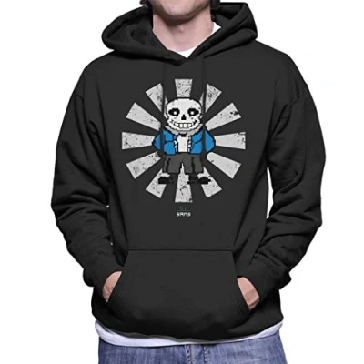 Image of Cloud City 7 Sans Retro Japanese Undertale Men&#039;s Hooded Sweatshirt Black