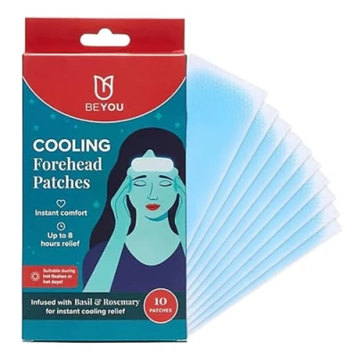 Image of BeYou Cooling Forehead Patch for hot Flashes, Menopause, Migraines, Tension Headaches, Hangovers Infused with Basil &amp; Rosemary Designed specifically Flashes