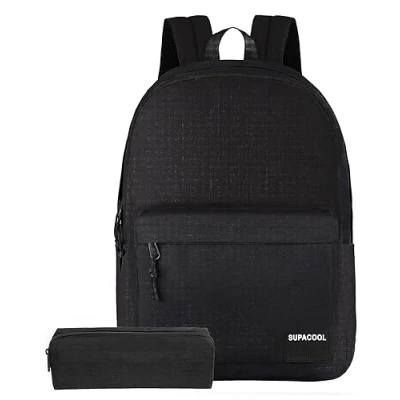 Image of SUPACOOL Lightweight Casual Laptop backpack for Men and Women, classic College Travel Work(Black set)