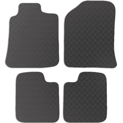 Image of Carsio Rubber Car Mats For Toyota Corolla 2002 2006 Tailored Fit Floor Mat Set Complete Accessory Black Custom Fitted All Weather &amp; Heavy Duty, Anti Slip Backing with Clips