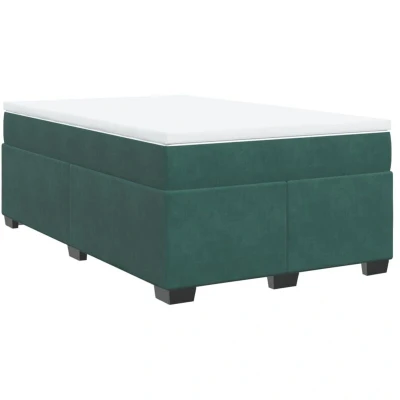 Image of vidaXL Box Spring Bed with Mattress Dark Green 120x200 cm Velvet