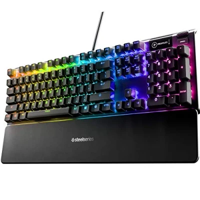 Image of SteelSeries USB Apex 5 Hybrid Mechanical Gaming Keyboard Per Key RGB Illumination Aircraft Grade Aluminum Alloy Frame OLED Smart Display (Hybrid Blue Switch)