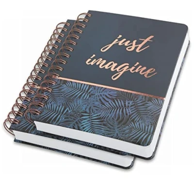 Image of SIGEL JN603 Spiral notebook premium, A5, dotted, hardcover, jungle pattern, Blue/gold, 2 Pieces Jolie