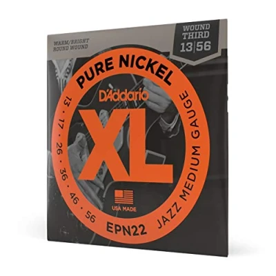 Image of D&#039;Addario Guitar Strings XL Pure Nickel Electric Round Wound Warm, Bright, Vintage Sound EPN22 Jazz Medium, 13 56