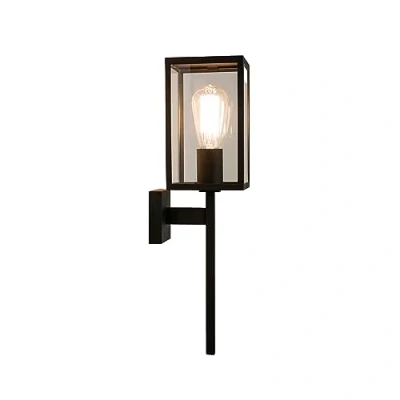 Image of 1 Light Outdoor Wall Lantern Textured Black IP44, E27