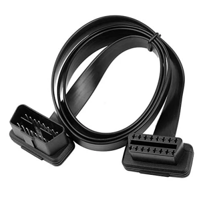 Image of BRIEFCEC OBD2 Extension Cable, 95cm Full 16pin Male to Female Cable Flat Ribbon with Angled connectors, Car Auto OBD II Diagnostic Adapter