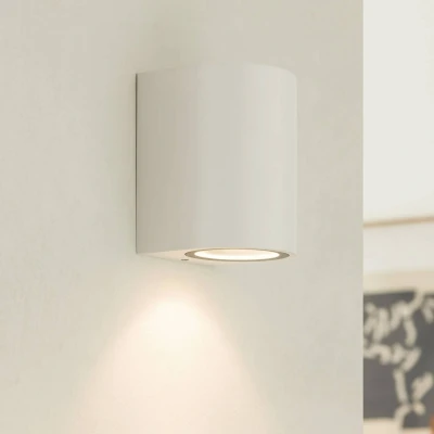 Image of Prios outdoor wall light Tetje, white, round, 10 cm