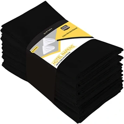 Image of Utopia Kitchen Cloth Napkins [12 Pack] Cotton Blend Washable and Reusable Table Dinner for Hotel, Lunch, Restaurant, Weddings, Event Parties (46 x 46 cm, Black)