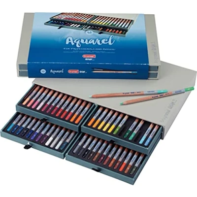Image of Bruynzeel Design Professional Watercolor Pencils Set of 48 + Brush Water Soluble Artists for Drawing, Coloring &amp; Painting