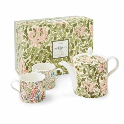 Image of Spode Portmeirion Morris &amp; Co Tea for Two Set Teapot and 2 Mugs Boxed Gift