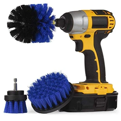 Image of Bond Hardware Set Of 3 Drill Brush Attachment Power Scrubber Cleaning Kit All Purpose for Bathroom Surfaces, Grout, Floor, Tub, Shower, Tile, Corners, Kitchen Fits Most Drills, Blue