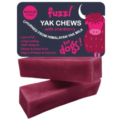 Image of Fuzzl Yak Chews with Cranberry 140g Natural Dog Treats Himalayan Milk Chew No Hide Food Long Lasting Dental Sticks and