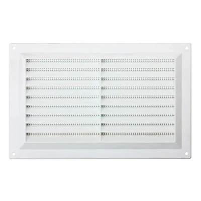 Image of Map Plastic Louvre Air Vent with Flyscreen 9&quot; x 6&quot; (229mm 150mm), Double Brick Grille Cover, White