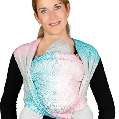 Image of Hoppediz Woven Baby Sling from Birth, Newborn to Toddler, 100% Organic Cotton (Organic), Jaipur Cream, 5.40 m
