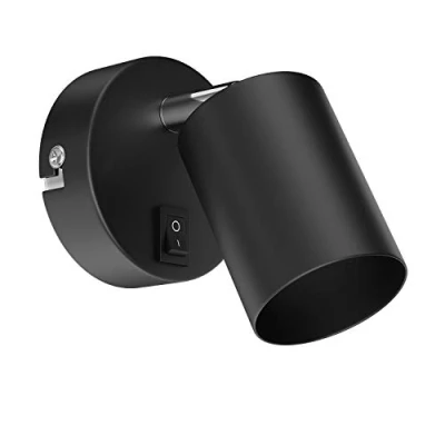 Image of ledscom.de Wall Light WAIKA, Switch, Black matt, Round, 1x GU10 max. 60W, Light, lamp, spot, Reading Bed Bedside