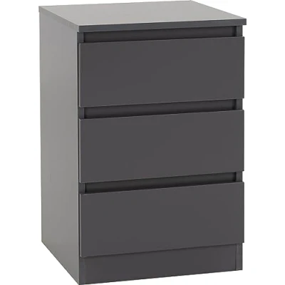 Image of Seconique Malvern 3 Drawer Bedside in Grey