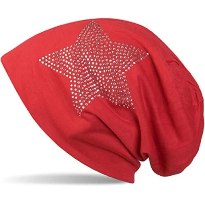 Image of styleBREAKER Classic Beanie hat with Star Rhinestone Application, Light, Unisex 04024019, Colour:Mud