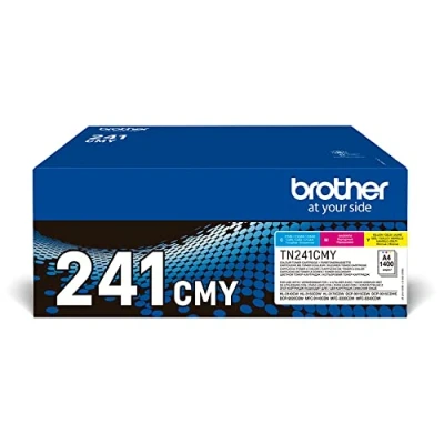 Image of BROTHER TN 241C/TN 241M/TN 241Y Toner Cartridges, Cyan/Magenta/Yellow, Rainbow Pack, Standard Yield, includes 3 x Genuine Supplies