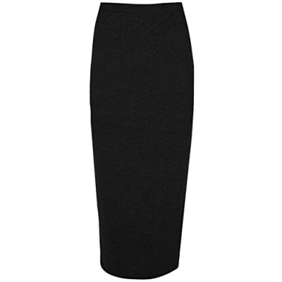 Image of Fashion Star Women Bodycon Stretchy Wiggle Pencil Midi Skirt Black Plus Size (UK 24/26)