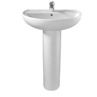 Image of Twyford Alcona Basin And Full Pedestal 1 Tap Hole 550mm Ggal01Wh
