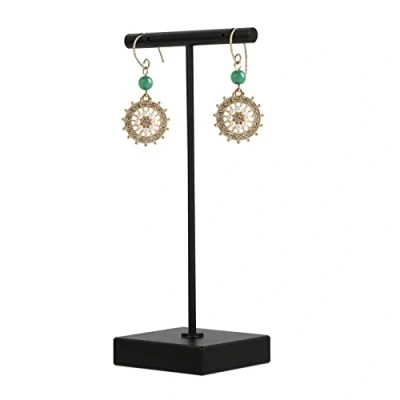 Image of GemeShou Black earring T Stand, Metal Display stand for selling, Small Jewelry storage organizer, Mini holder online Photography Props【Black Square Base】