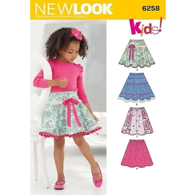 Image of New Look Childrens Easy Sewing Pattern 6258 Circle Skirts with Elastic Waist
